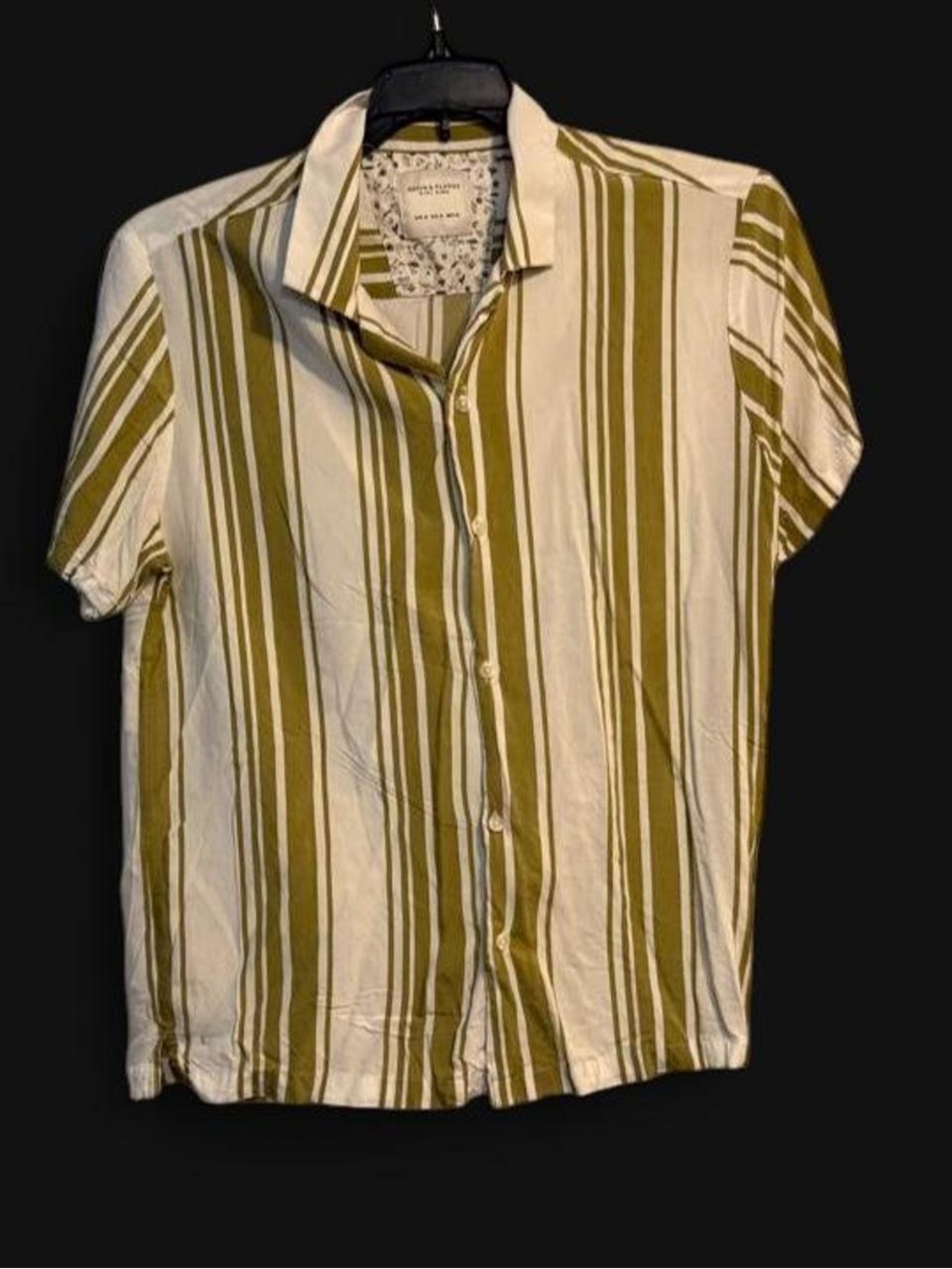 Denim & Flower Olive and White Striped Short-Sleeve Button-Up